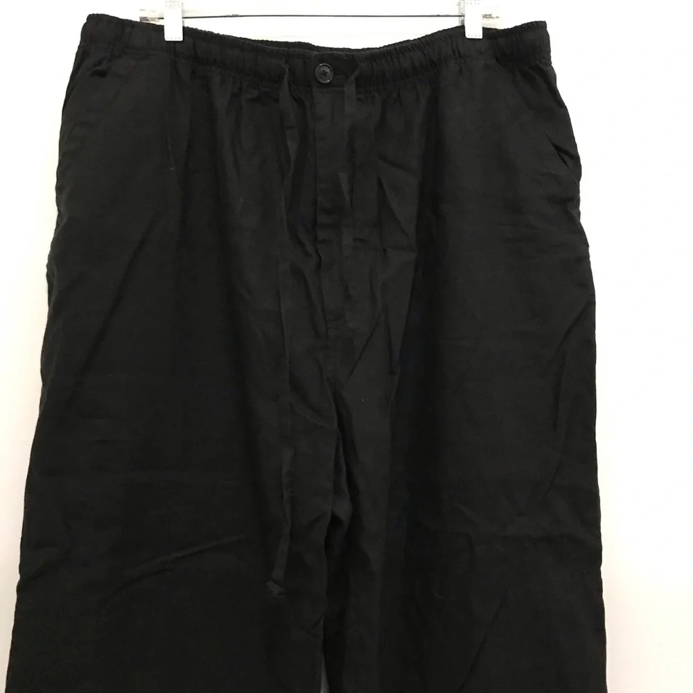 Grant Thomas Pure Linen Men's Black Drawstring Pants Size XXL
